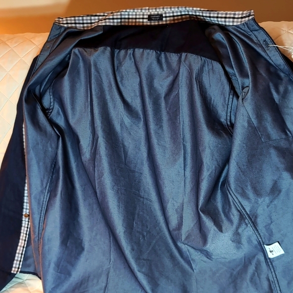 Coofandy Men's Blue Denim/Plaid Long sleeve Button down Shirt, Size L. - Picture 3 of 10